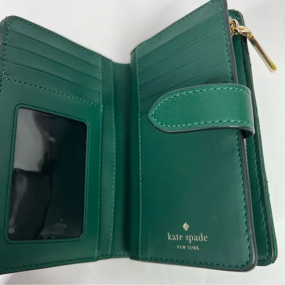 kate spade NEW YORK Women’s Carey Medium Compartment Bifold Wallet T348 Green - Picture 3 of 13